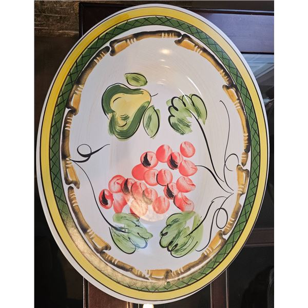Hand-Painted Antica Fornace Ceramic Oval Platter, 21x16 Inches