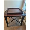 Image 5 : Dark Wood Side Table With Removable Tray, 28 x 28 x 24 Inches