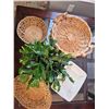 Image 1 : Five-Piece Collection of Wicker Baskets ( Ceramic Planter Not Included )