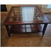 Image 1 : Wood and Glass Coffee Table with Shelf - 40x40x19 Inches