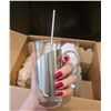 Image 1 : 16-Piece Glass and Stainless Steel Cup Set with Handles