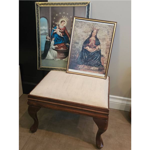 Framed Religious Artwork Featuring Madonna and Saints