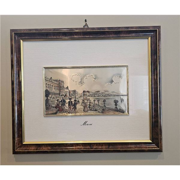 Framed Metal Repousse Artwork Depicting Venice, 24 x 20 Inches