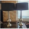 Image 2 : Brushed Nickel Table Lamps with Black Fabric Shades