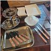 Image 1 : Dining and Serving Accessories Including Knives, Platters, and Bowls