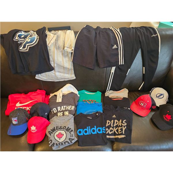Sportswear and Caps Including Adidas, Nike, and NHL-Themed Apparel