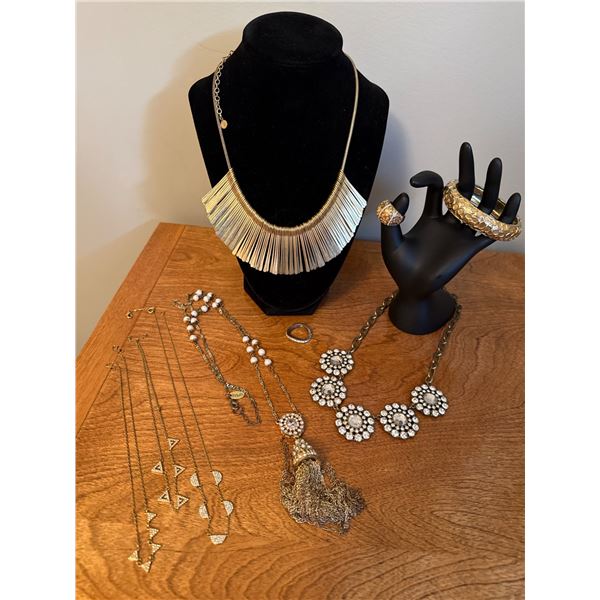 Statement Jewelry Including Necklaces, Bracelets, and Rings