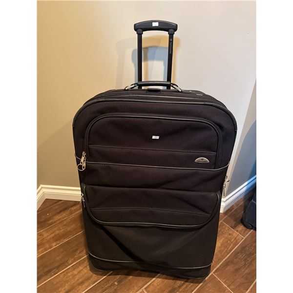 Black Rolling Luggage Set with Telescopic Handle, Two Pieces