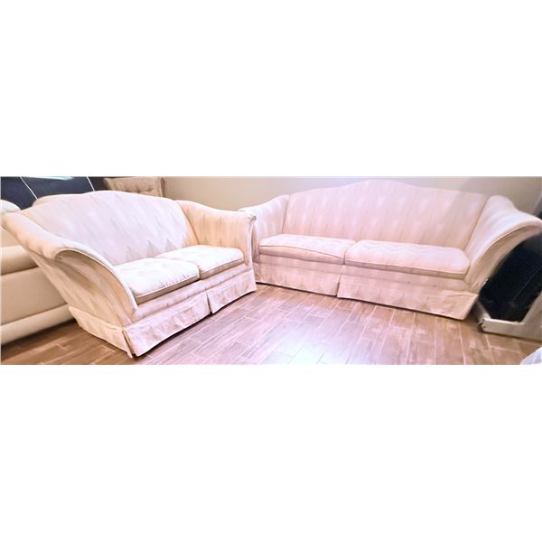 Two-Piece Sofa and Loveseat Set with Pastel Patterned Upholstery