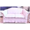 Image 2 : Two-Piece Sofa and Loveseat Set with Pastel Patterned Upholstery