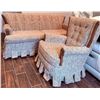 Image 1 : Two-Piece Upholstered Sofa and Armchair Set with Pleated Skirt