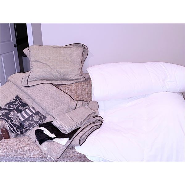 Throw Pillows, Quilted Blanket, and Couch Cover Set