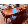 Image 1 : Oval Cherry Wooden Dining Table with Six Chairs