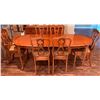 Image 2 : Oval Cherry Wooden Dining Table with Six Chairs
