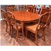 Image 4 : Oval Cherry Wooden Dining Table with Six Chairs