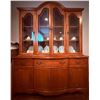 Image 1 : Wood Display Cabinet with Glass-front Hutch and Brass Accents