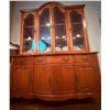 Image 2 : Wood Display Cabinet with Glass-front Hutch and Brass Accents