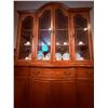 Image 3 : Wood Display Cabinet with Glass-front Hutch and Brass Accents