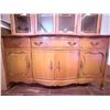 Image 4 : Wood Display Cabinet with Glass-front Hutch and Brass Accents