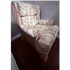 Image 2 : Upholstered Wingback Armchair with Beige and Cream Swirl Pattern