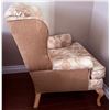 Image 3 : Upholstered Wingback Armchair with Beige and Cream Swirl Pattern