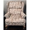Image 5 : Upholstered Wingback Armchair with Beige and Cream Swirl Pattern