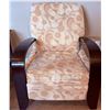 Image 1 : Modern Armchair With Printed Fabric Upholstery and Wooden Arms