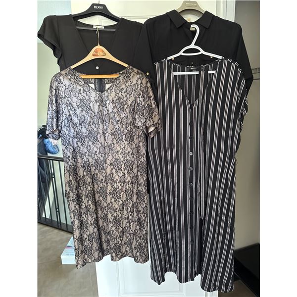 Womens Dresses in Black and Patterned Designs, Five Pieces