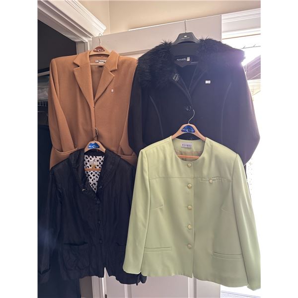 Four Womens Jackets, Including Wool, Faux Fur, and Lightweight Styles