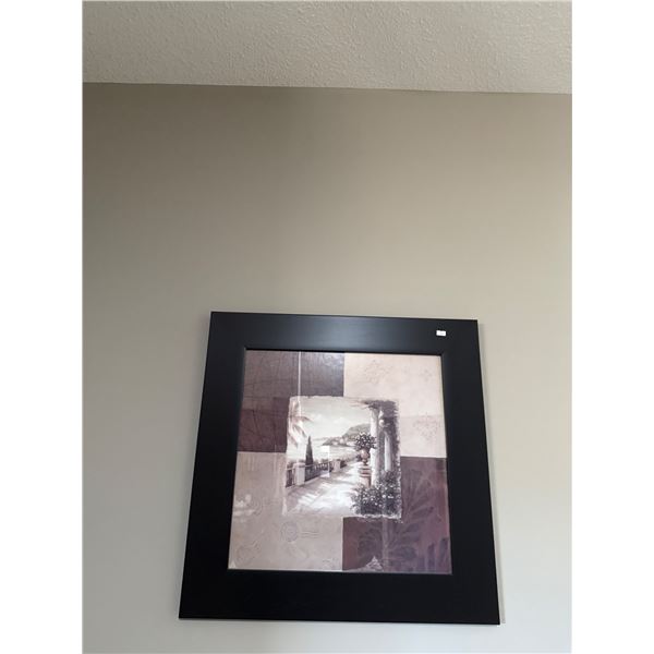 Framed Wall Art Featuring Serene Landscape Scene in Black Frame