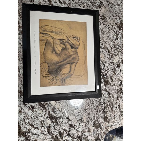 Edgar Degas Framed Print of Le Tub Sketch with Black Frame