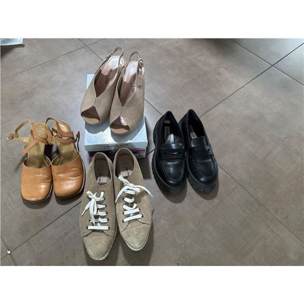 Five Womens Shoes Including Sandals, Loafers, and Espadrilles