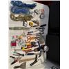 Image 1 : Hand Tools and Supplies with Measuring Tape, Pliers, and Utility Knives