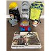 Image 1 : Childrens Lot: Dinosaur Luggage, Backpack, Toy Lawn Mower, Puzzles, Plush & Safety Helmet