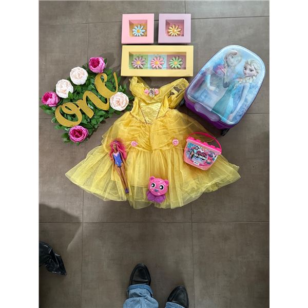 Childrens Play Bundle with Dress, Backpack, Decorations, and Toys