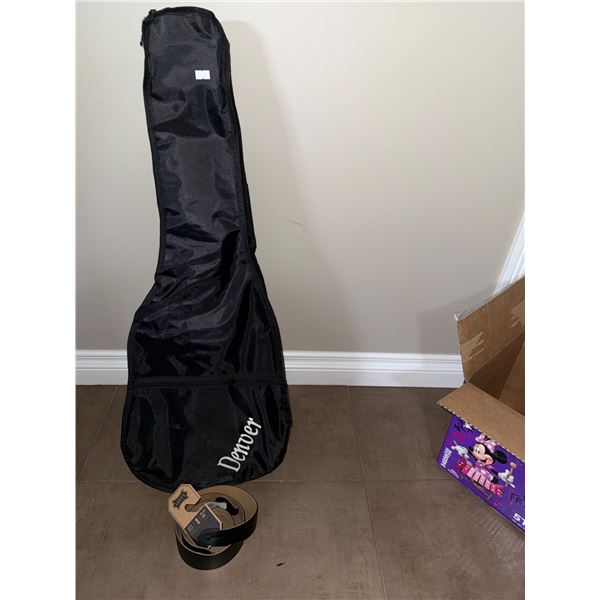 Denver Acoustic Guitar with Case and Levys Leather Guitar Strap