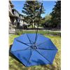 Image 1 : Outdoor Umbrella, Planters, Storage Bin, and Wooden Bookshelf Lot