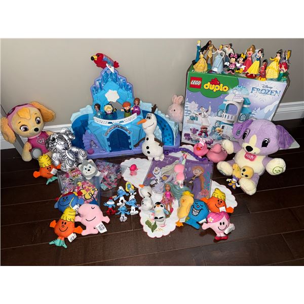 Childrens Toys Featuring Disney, LEGO Duplo, and Plush Figures