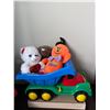 Image 4 : Toys and Puzzles Lot Including Lego Duplo, Plush Toys, and Beyblade