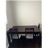 Image 2 : Four-Piece Dark Wood Dining Set with Rectangular Table and Slatted-Back Chairs
