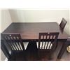 Image 3 : Four-Piece Dark Wood Dining Set with Rectangular Table and Slatted-Back Chairs