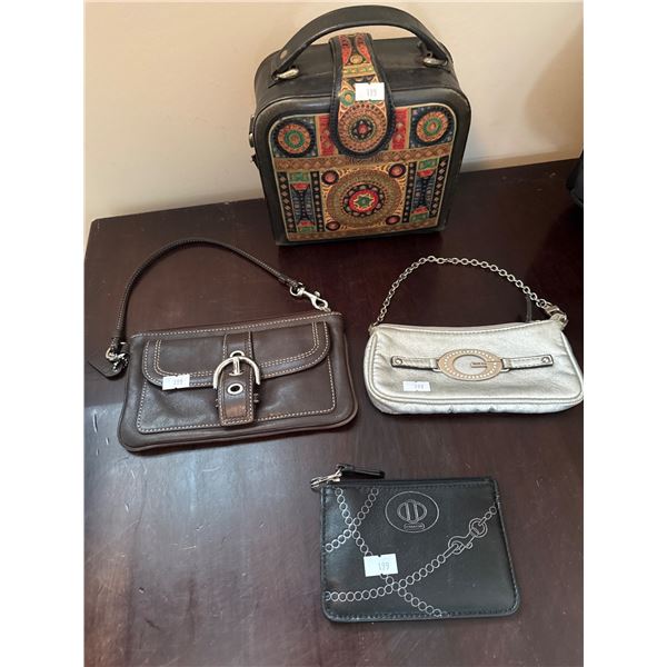 Four Womens Handbags Including Embroidered Vintage Box Purse