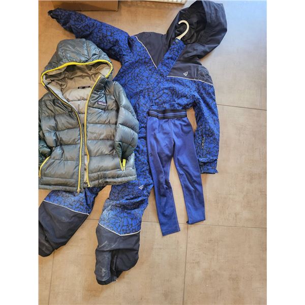 Childrens Patagonia Down Jacket and Two-Piece Snow Suit Set with Damage