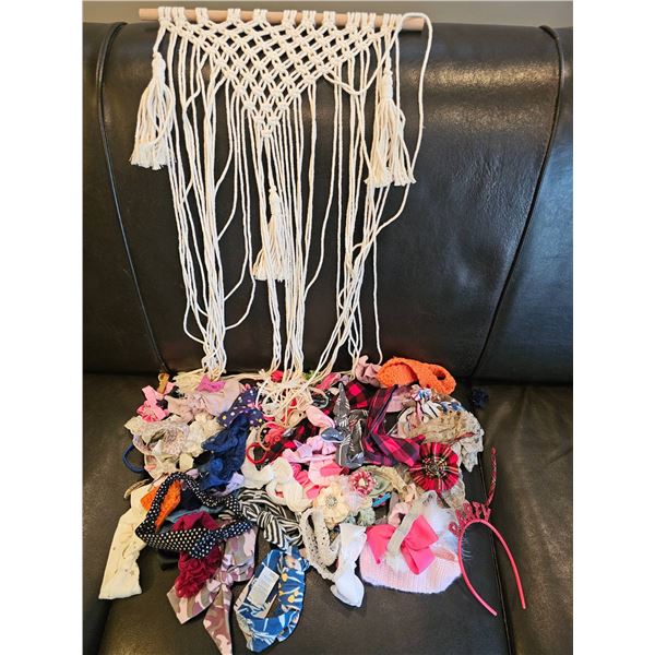 Macrame Wall Hanging with Assorted Hair Accessories