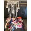 Image 1 : Macrame Wall Hanging with Assorted Hair Accessories
