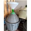 Image 3 : Three Wicker-Covered Glass Demijohn Bottles with Funnels