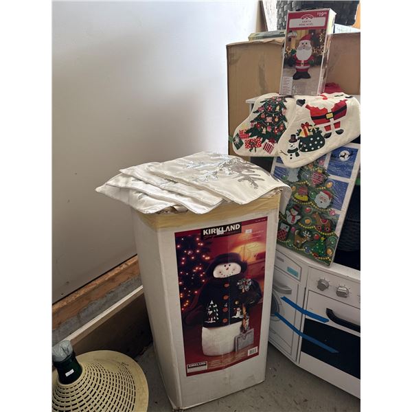 Kirkland Snowman Holiday Décor, Red Ornament Tree, and Seasonal Accessories Assortment