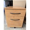 Image 2 : Two-Drawer Rolling Wood Filing Cabinet and Wooden Folding Chair