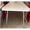 Image 1 : Folding Table with Metal Legs and Box of Rosita Cambrian Laminate Flooring