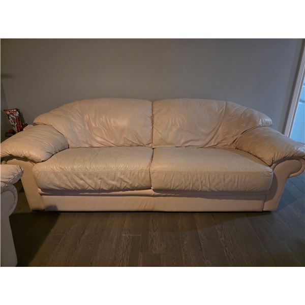 Beige Leather Sofa Set Featuring Two-Seater and Three-Seater Sofas